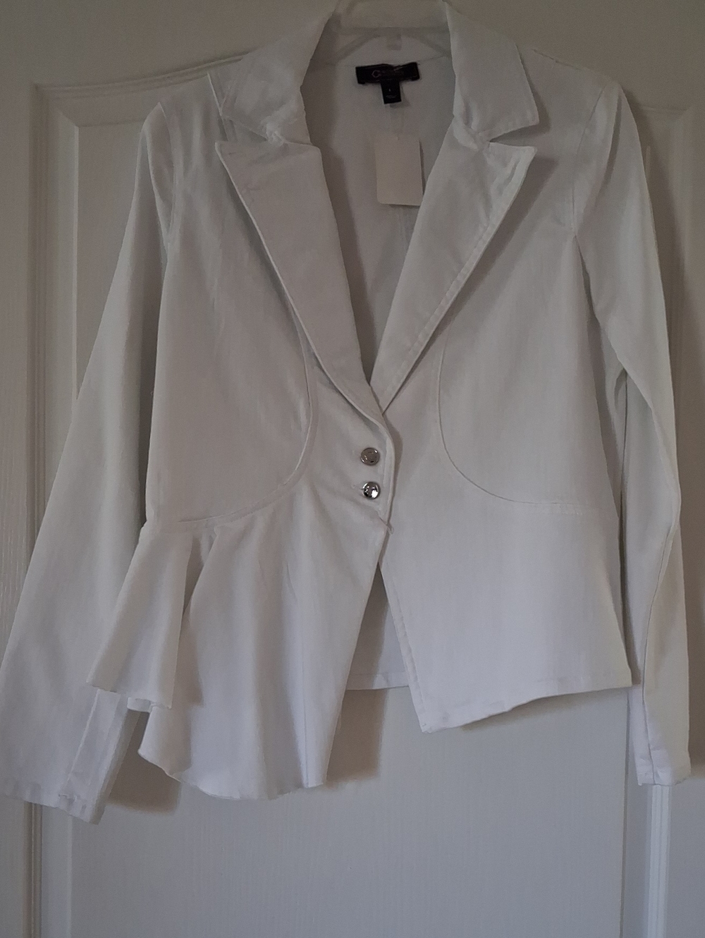 Christian Siriano White Peplum Blazer Jacket
